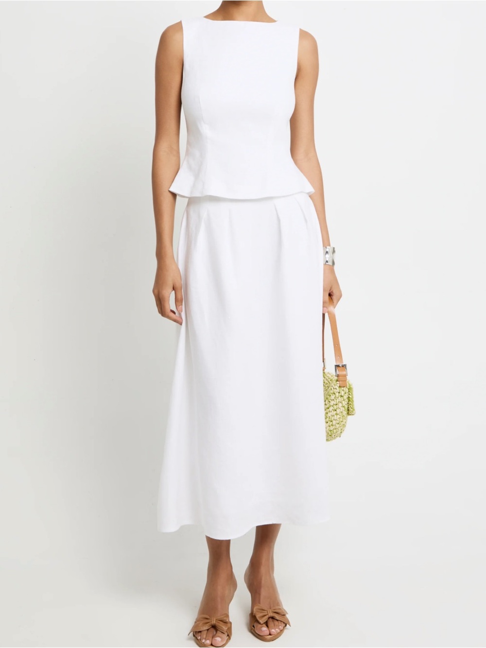 Women's White Midi A-Line Skirt